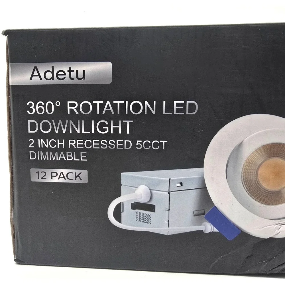 Adetu 2in LED Gimbal‎ Recessed Light 5CCT 550LM 5W Canless 12 Pack White